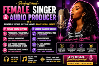 in 24hrs, do female singer songwriter, dj drops, dj intro, dj tags, dj logo, edm