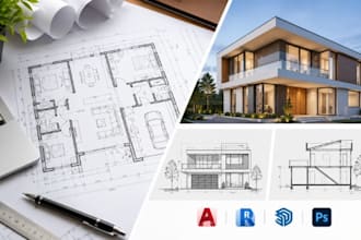 architectural floor plans, autocad drafting, building elevations, 2d drawings