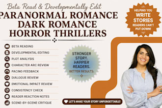 beta read, developmental edit paranormal romance, dark romance, horror thriller