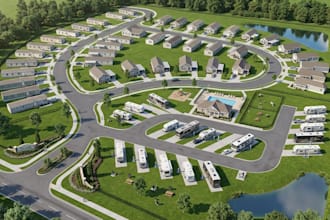do property cgi, 3d site plan, rv park, subdivision layout with rendering