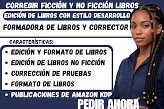 realizar edición y formato de libros, corregir libro de ficcion y no ficción
