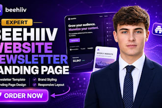 design beehiiv website newsletter template and landing page