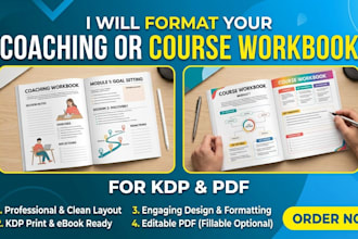 format your coaching workbook or course workbook for KDP and PDF