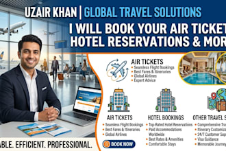 book flight tickets, hotel bookings, travel itinerary