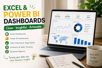 create excel and power bi dashboards for sales, inventory and business analysis