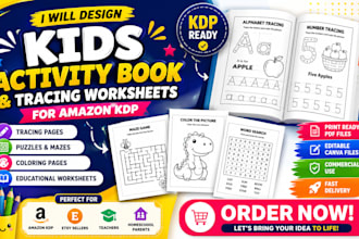 design kids activity book, tracing worksheet and amazon KDP interior
