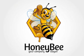 create modern  honey bee logo design