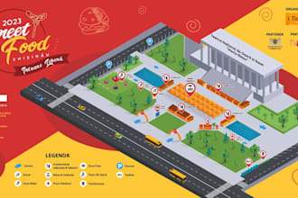 design custom isometric 3d event maps and illustrated vector maps