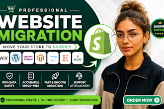 migrate wix, wordpress, woocommerce or magento to shopify store