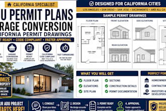 adu permit plans garage conversion site plans and california permit drawings mep