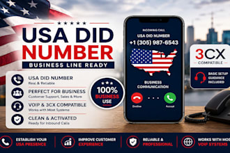 provide usa did number with 3cx setup and only usa did number
