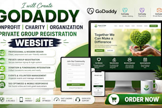 create godaddy nonprofit charity organization private group registration website