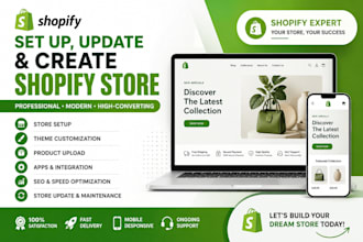 create and update shopify website set up shopify website design shopify store