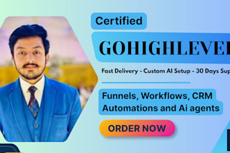 set up gohighlevel funnel, ghl chatbot and ghl crm workflows