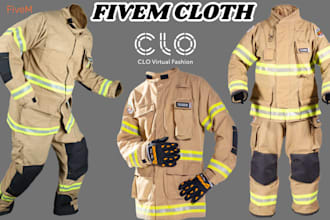 make custom fivem clothing, marvelous designer outfits clo3d wears and car warps