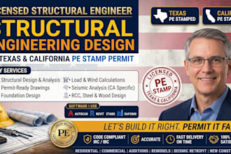 do structural engineering design for texas and california pe stamp permit