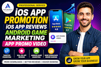 do ios app pomotion, ios app reviews, andriod game marketing, app promo video