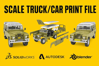 do 3d scale car model truck part cad design for 3d print with solidwork autocad