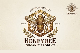 create modern honey bee logo design