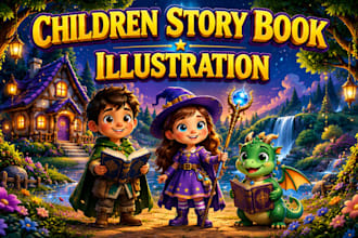 draw children book illustration and 3d children book illustrations KDP design