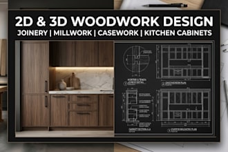 2d 3d woodwork joinery millwork casework capentry for furniture kitchen design