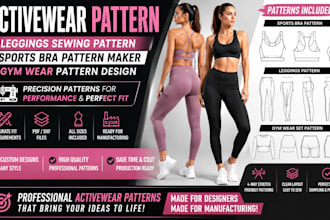 design activewear pattern leggings sewing pattern and sports bra gymwear pattern