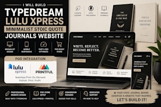 build typedream lulu xpress pod minimalist stoic quote journals website design
