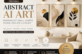 design printable abstract digital ai art minimalist wall lamps home decor luxury