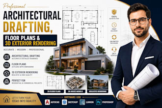 produce architectural drafting floor plans and 3d exterior rendering