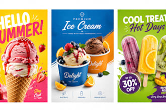 create modern cafe shakes and dessert posters