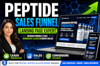 design peptide sales funnel biotech landing page supplement lead generation site