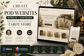 create design siter io pod contrado vintage botanical tarot cards website store