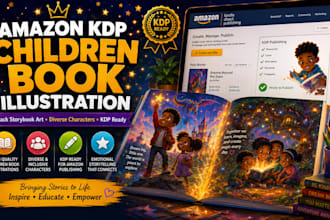 illustrate black children storybook art for amazon KDP