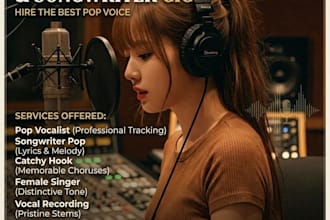 be your pop vocalist for a viral tiktok hook catchy melody and song writer