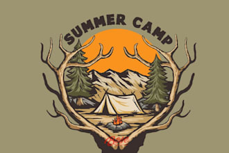 design creative summer camp t shirt design