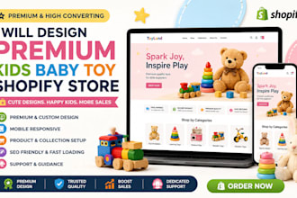 design premium kids baby toy shopify store website