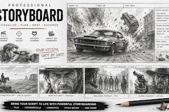 create cinematic storyboard sketches