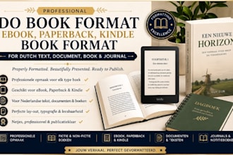 book format ebook paperback kindle format for dutch text document book, journals