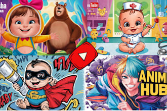 draw youtube illustrated thumbnail, roblox game and cartoon thumbnail