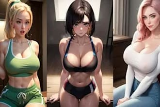 create 3d nsfw character art, adult animation sfw realistic, onlyfans model, vam