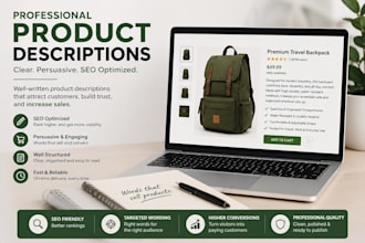 write product descriptions for shopify, amazon, and etsy