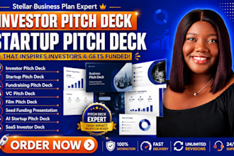 design, redesign investor pitch deck, startup, powerpoint presentation and canva