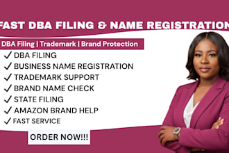 file dba, register business name and do trademark filing for USA state