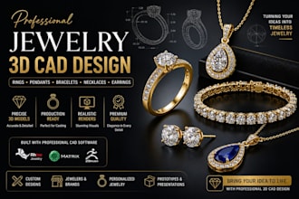 design custom 3d jewelry cad model for 3d printing and casting in fusion 360
