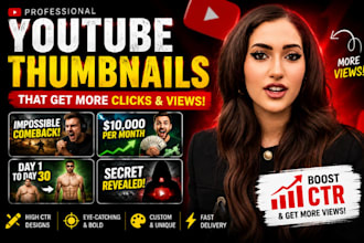 design eye catching youtube thumbnail that boosts CTR and vie ws