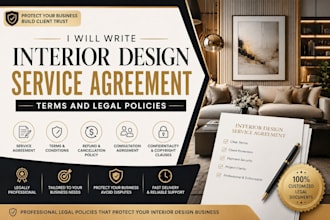 write interior design service agreement terms and legal policies
