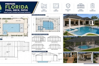 city permit florida permit plans for pool, patio, deck screen enclosure drawings
