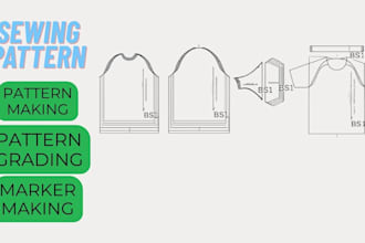 make any digital sewing pattern, grading and marker making for garments
