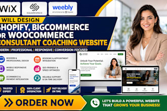 design shopify bigcommerce or woocommerce consultant coaching website