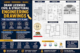 draw licensed civil and structural engineering drawing for california city plans